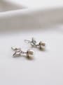 thumb 925 Sterling Silver Imitation Pearl White Bowknot Vintage Stud Earring 0