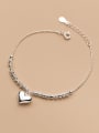 thumb 925 Sterling Silver Heart Minimalist Beaded Chain Bracelet 0