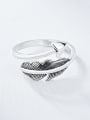 thumb 925 Sterling Silver Feather Vintage Band Ring 3