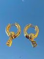 thumb Brass Geometric Vintage Huggie Earring 3