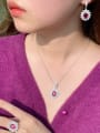 thumb Brass Cubic Zirconia Luxury Geometric Earring Ring and Necklace Set 3