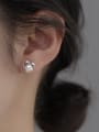 thumb 925 Sterling Silver Imitation Pearl Heart Minimalist Stud Earring 1