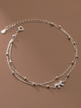 thumb 925 Sterling Silver Bowknot Minimalist Double Layer Anklet 0
