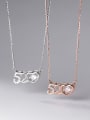 thumb 925 Sterling Silver Rhinestone Number Minimalist Necklace 0