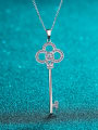 thumb Sterling Silver Moissanite Key Dainty Pendant Necklace 0