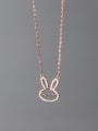 thumb 925 Sterling Silver Cubic Zirconia Rabbit Minimalist Necklace 1