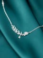 thumb 925 Sterling Silver Cubic Zirconia  Leaf Dainty Pendant Necklace 0