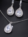 thumb Brass Cubic Zirconia Luxury Water Drop  Earring and Necklace Set 2