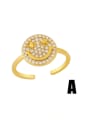 thumb Brass Cubic Zirconia Smiley Vintage Band Ring 1