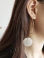 thumb 925 Sterling Silver White Acrylic Round Minimalist Hook Earring 1
