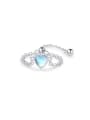 thumb 925 Sterling Silver Opal Heart Dainty Band Ring 0