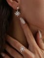 thumb Cl925 Sterling Silver Cubic Zirconia Christmas  Snowflake Earring Ring and Necklace Set 1