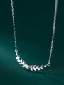 thumb 925 Sterling Silver Cubic Zirconia Leaf Minimalist Necklace 0