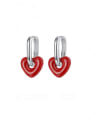 thumb 925 Sterling Silver Enamel Heart Minimalist Huggie Earring 4