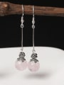 thumb 925 Sterling Silver Synthetic Crystal Flower Vintage Hook Earring 2
