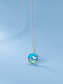 thumb 925 Sterling Silver Enamel Round Minimalist Necklace 0