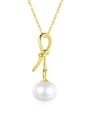 thumb 925 Sterling Silver Freshwater Pearl Bowknot Minimalist Necklace 0