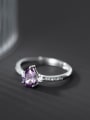 thumb 925 Sterling Silver Cubic Zirconia Water Drop Minimalist Band Ring 1