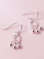 thumb 925 Sterling Silver  Minimalist   round smooth beads Hook Earring 1
