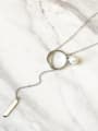 thumb 925 Sterling Silver Freshwater Pearl Geometric Trend Lariat Necklace 1