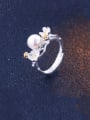 thumb 925 Sterling Silver Imitation Pearl Flower Minimalist Band Ring 0