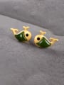 thumb 925 Sterling Silver Jade Dolphin Ethnic Stud Earring 0