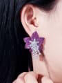 thumb Brass Cubic Zirconia Flower Luxury Drop Earring 2