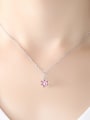 thumb 925 sterling silver simple Pink Cubic Zirconia Flower Pendant Necklace 1