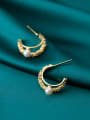thumb 925 Sterling Silver Imitation Pearl Double C-shaped trend study Earring 1
