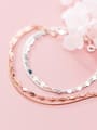 thumb 925 Sterling Silver Minimalist Fashion disc double layer bracelet 0