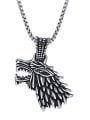 thumb Stainless steel Animal Hip Hop Wolf Head Pendant Necklace 0