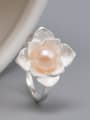 thumb 925 Sterling Silver Freshwater Pearl Flower Vintage Earring 1