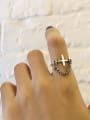 thumb 925 Sterling Silver Cross Vintage Band Ring 2