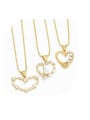 thumb Brass Imitation Pearl Heart Trend Necklace 0