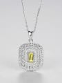 thumb 925 Sterling Silver Cubic Zirconia Luxury square pendant Necklace 2