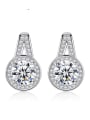 thumb 925 Sterling Silver Minimalist Round  Cubic Zirconia   Stud Earring 0