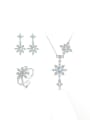 thumb Cl925 Sterling Silver Cubic Zirconia Christmas  Snowflake Earring Ring and Necklace Set 0