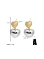 thumb Brass Cubic Zirconia Heart Hip Hop Drop Earring 2