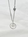thumb Vintage Sterling Silver With Platinum Plated Simplistic Hollow Round Necklaces 2