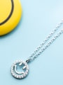 thumb 925 Sterling Silver Rhinestone simple fashion Smiley Face Pendant Necklace 0