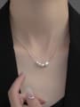 thumb 925 Sterling Silver Imitation Pearl Round Minimalist Necklace 1