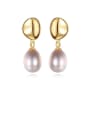 thumb 925 Sterling Silver Freshwater Pearl  Smooth Round Dainty Drop Earring 0