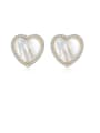thumb 925 Sterling Silver Shell White Heart Minimalist Stud Earring 0