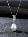 thumb 925 Sterling Silver Freshwater Pearl Simple pendant  Necklace 3