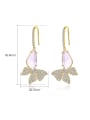 thumb Brass Cubic Zirconia Butterfly Dainty Hook Earring 3