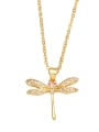 thumb Brass Cubic Zirconia Vintage Dragonfly  Pendant Necklace 4