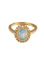 thumb 925 Sterling Silver Opal Oval Vintage Band Ring 0
