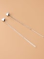 thumb 925 Sterling Silver With  Minimalist Smooth  Heart Threader Earrings 3