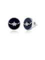 thumb 925 Sterling Silver With  White Gold Plated Minimalist Round Stud Earrings 0