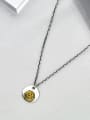 thumb Vintage Sterling Silver With Platinum Plated Simplistic Round Smiley Necklaces 0
